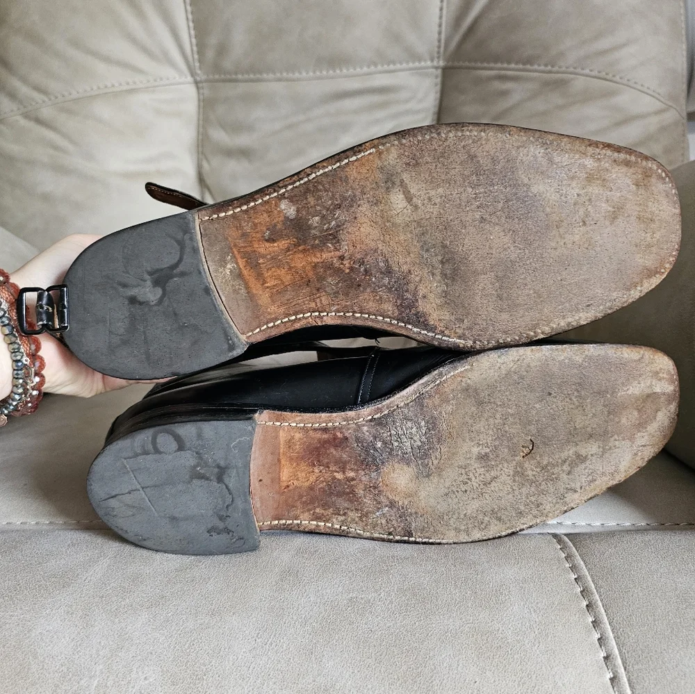 Cheany of London Derby Monk Buckle Black‎ Leather Boots sz UK 12, US 12.5